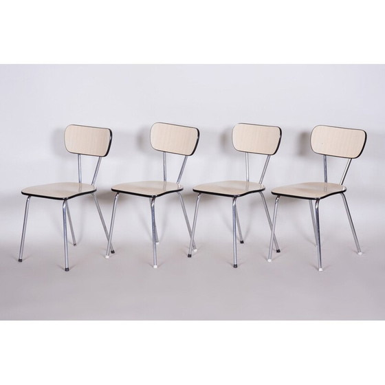 Image 1 of Set van 4 mid century stoelen in formica en chroom, jaren 1960