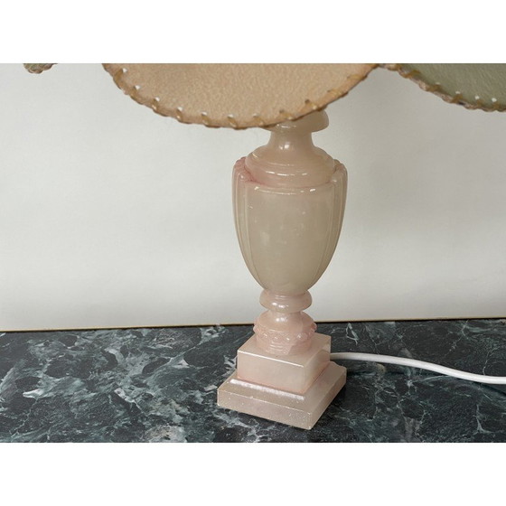 Image 1 of Vintage roze albasten lamp in pastelkleuren