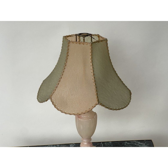 Image 1 of Vintage roze albasten lamp in pastelkleuren