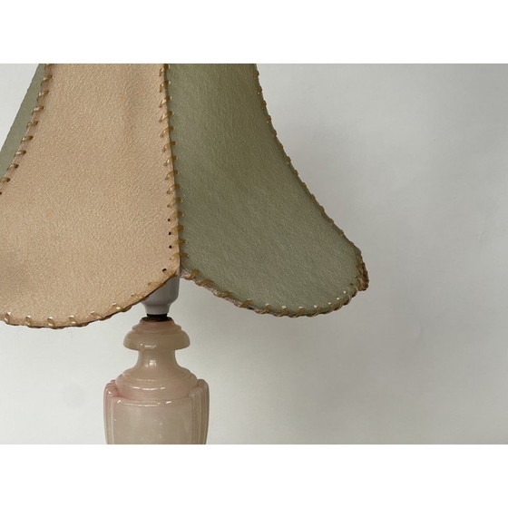 Image 1 of Vintage roze albasten lamp in pastelkleuren