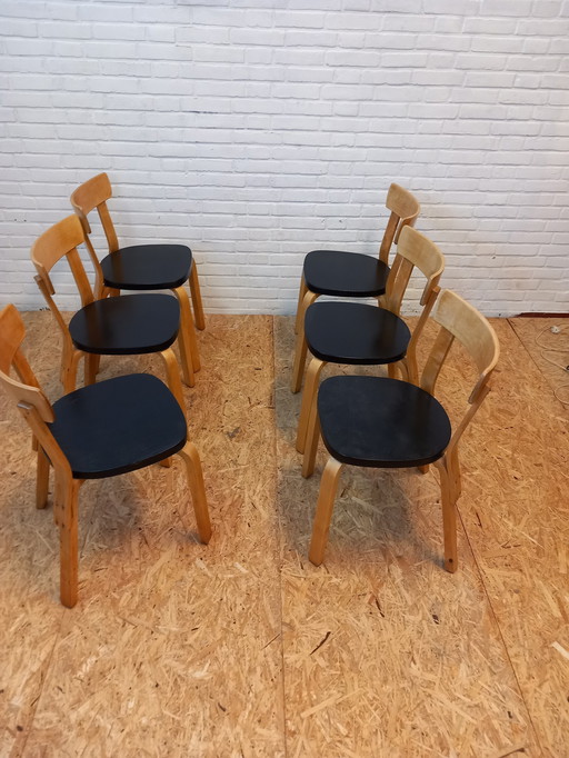 Set van 6 Alvar Aalto Nr. 69 stoelen Finmar