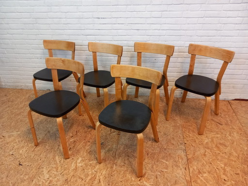 Set van 6 Alvar Aalto Nr. 69 stoelen Finmar