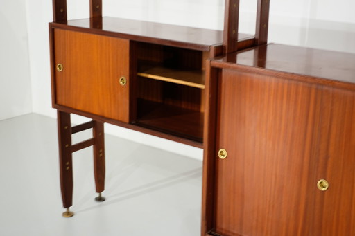 Vintage wandbibliotheek/wandkast in teak