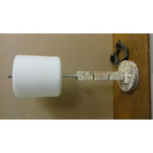 Vintage Art Deco lamp in metaal, steen en glas van Kámen Praha, Tsjecho-Slowakije 1935