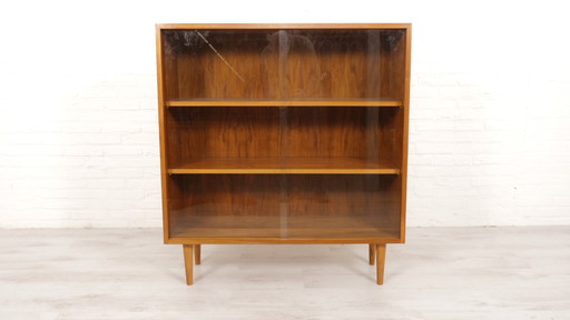 Vintage Boekenkast | Teak | Glazen Deuren | 100 Cm