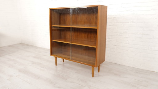 Vintage Boekenkast | Teak | Glazen Deuren | 100 Cm