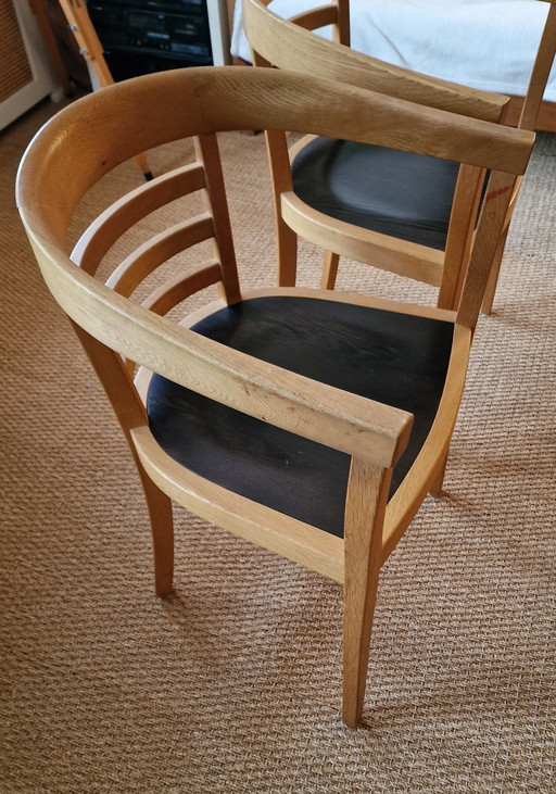 4x Vintage Eikenhouten Eetkamerstoelen