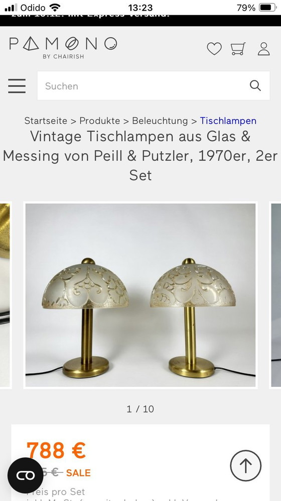 Image 1 of Vintage Peill Putzler Design Ijsglas Tafellamp Jaren 70