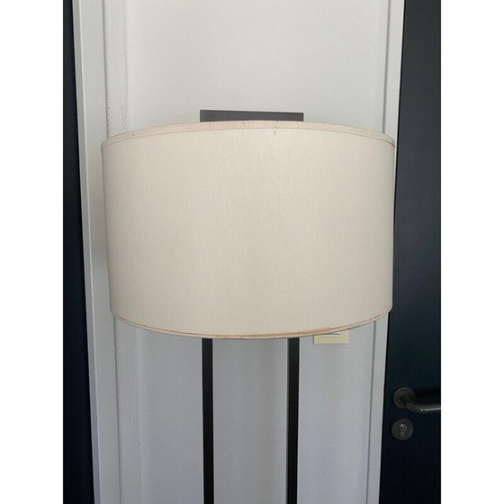 Image 1 of Eigentijdse zwarte metalen vloerlamp met witte kap
