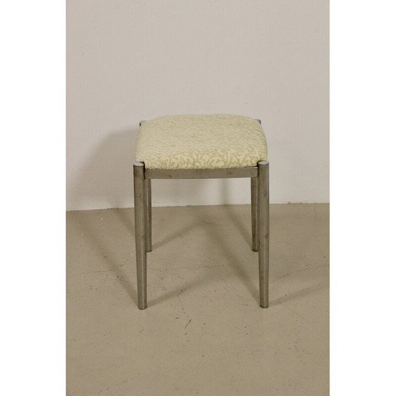 Image 1 of Vintage kruk in jacquard fluweel en verchroomd metaal voor Casamance