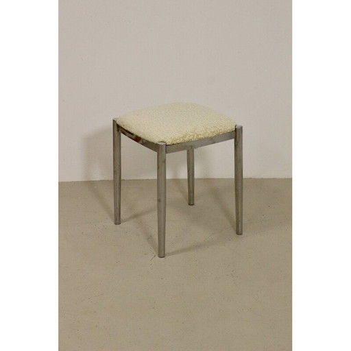 Vintage kruk in jacquard fluweel en verchroomd metaal voor Casamance