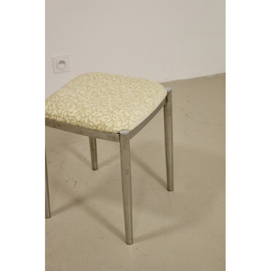 Image 1 of Vintage kruk in jacquard fluweel en verchroomd metaal voor Casamance