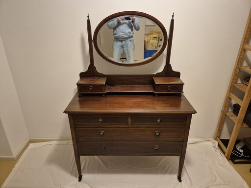 Regency Kaptafel Commode Mahonie Met Spiegel