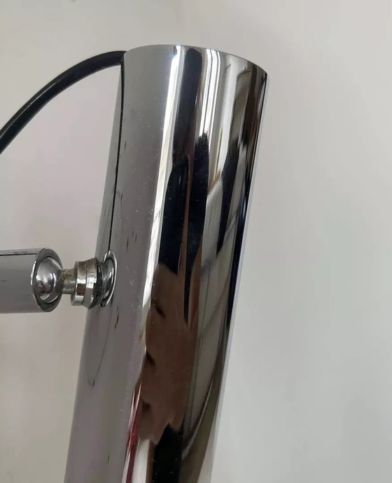 Image 1 of Orientable wandlamp, chroom en wit gelakt metaal, Frankrijk 1960