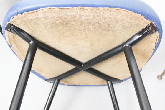 Image 1 of 4x Mid Century eetkamerstoelen met messing poten, set