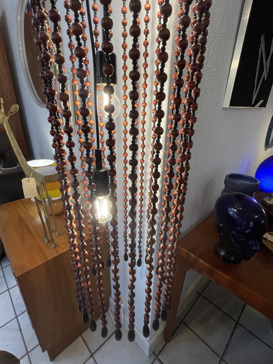 Image 1 of Vintage Hanglamp Met Houten Kralen, Temde Leuchten, 1960'S