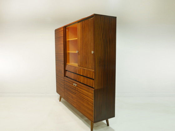 Image 1 of Vintage highboard met barvak, woonkamerkast, jaren 60, Tsjechië