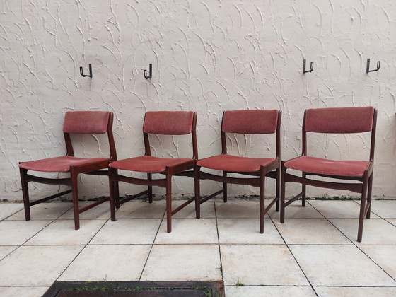 Image 1 of 4 X Mid-Century Rosewood Erik Buch Dining Chairs