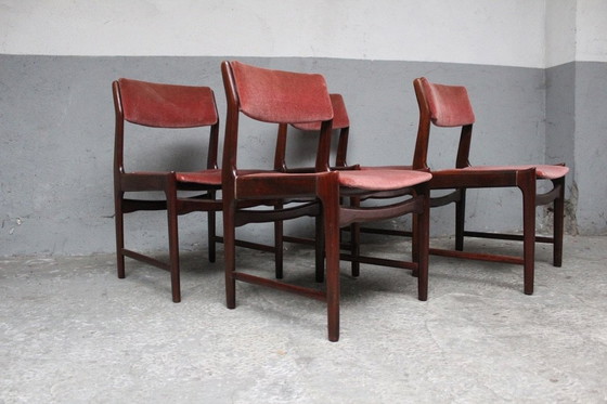 Image 1 of 4 X Mid-Century Rosewood Erik Buch Dining Chairs