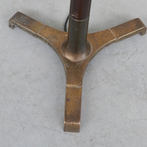 Image 1 of Vintage vloerlamp van hout en messing, Frankrijk 1950