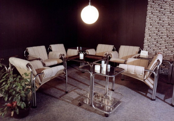 Image 1 of Loungestoel van Viliam Chlebo in chroom en linnen, Kodreta 1979