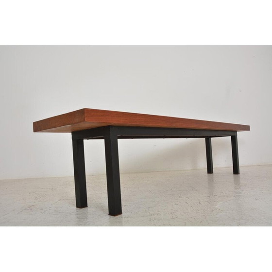 Image 1 of Vintage mahoniehouten en zwart metalen console, 1960