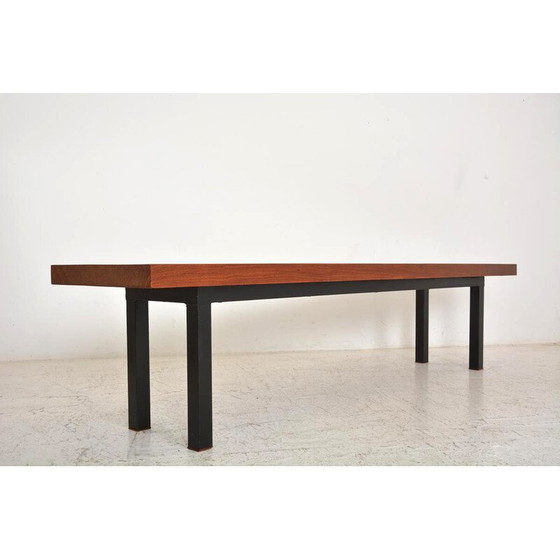 Image 1 of Vintage mahoniehouten en zwart metalen console, 1960