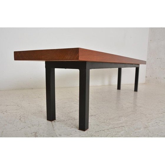 Image 1 of Vintage mahoniehouten en zwart metalen console, 1960