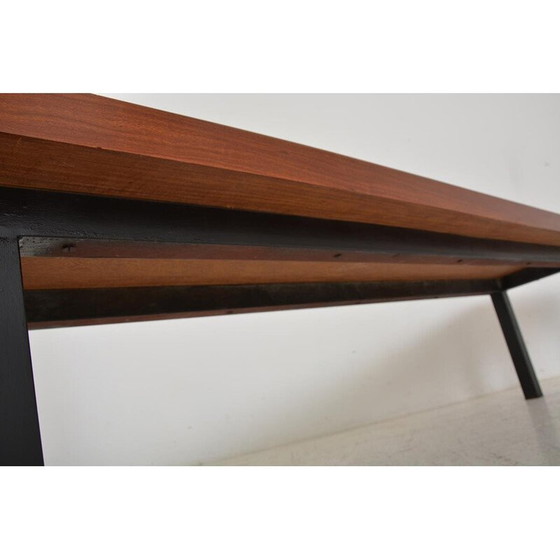 Image 1 of Vintage mahoniehouten en zwart metalen console, 1960