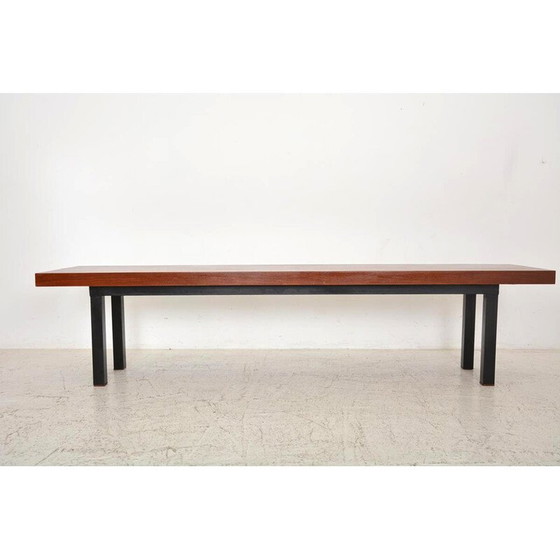 Image 1 of Vintage mahoniehouten en zwart metalen console, 1960