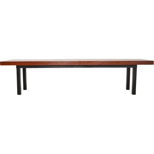 Vintage mahoniehouten en zwart metalen console, 1960