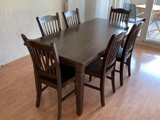 Vintage Eetkamertafel + 6 Stoelen