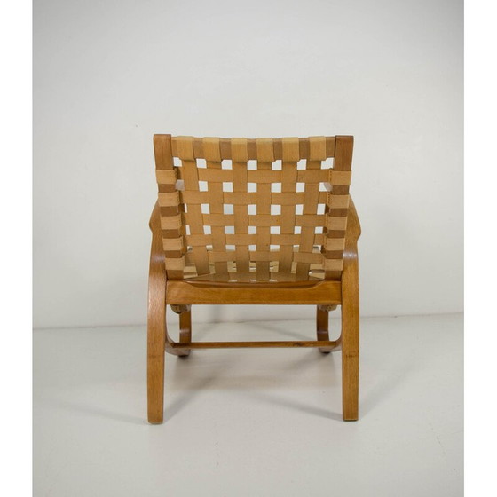 Image 1 of Vintage Art Deco fauteuil in gebogen beukenhout en wol van Jan Vanek, 1930