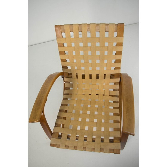 Image 1 of Vintage Art Deco fauteuil in gebogen beukenhout en wol van Jan Vanek, 1930