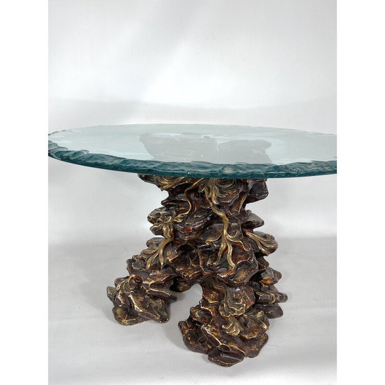 Image 1 of Italiaanse salontafel van hout en glas, 1970