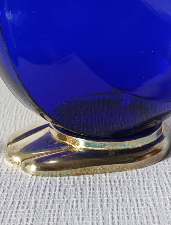 Image 1 of Glas en metaal karaf verzilverd 20e eeuw