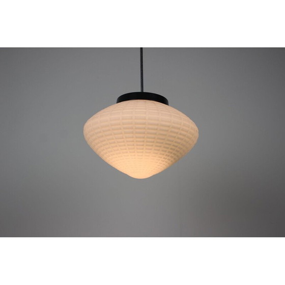 Image 1 of Vintage hanglamp van metaal en glas, Tsjechoslowakije 1970