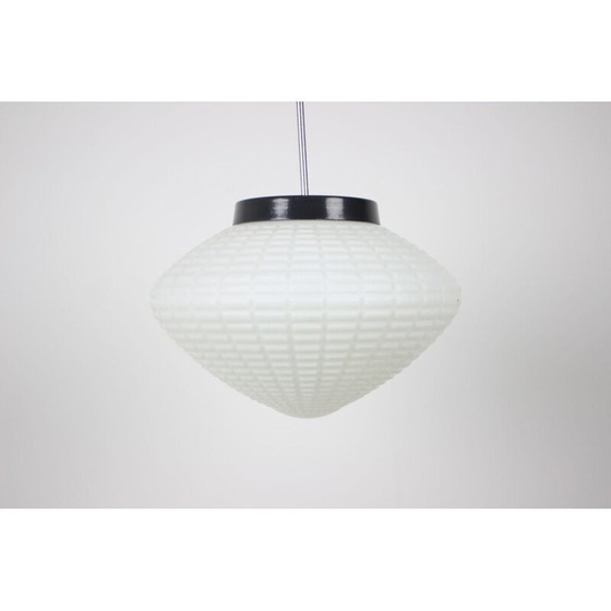 Image 1 of Vintage hanglamp van metaal en glas, Tsjechoslowakije 1970