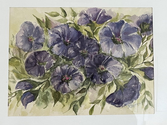 Image 1 of Aquarel Paarse Hibiscus