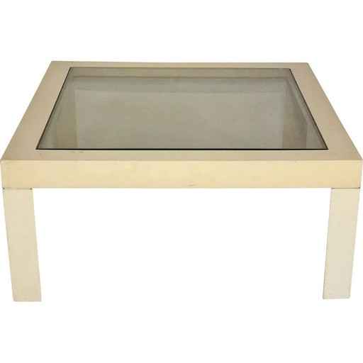 Vintage plastic en gerookt glazen salontafel, 1970