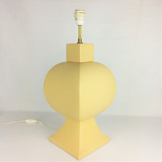 Image 1 of Vintage gele keramische lamp van Faïencerie de Charolles, 1980