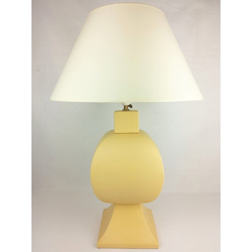 Vintage gele keramische lamp van Faïencerie de Charolles, 1980