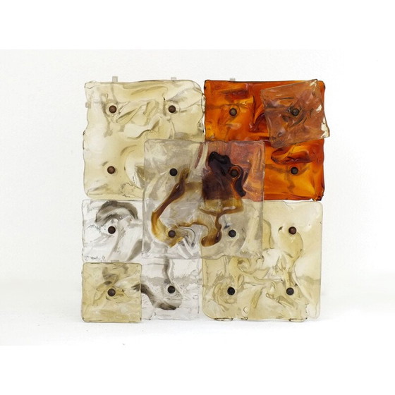 Image 1 of Paar Vintage wandlampen patchwork space age glas Venini Italië 1970