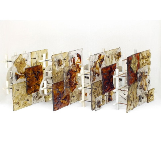 Image 1 of Paar Vintage wandlampen patchwork space age glas Venini Italië 1970