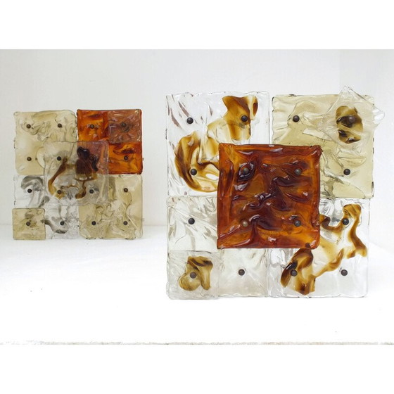 Image 1 of Paar Vintage wandlampen patchwork space age glas Venini Italië 1970