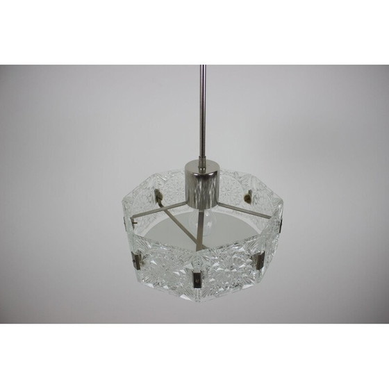 Image 1 of Vintage metalen en glazen hanglamp van Kamenický Šenov, Tsjecho-Slowakije 1960