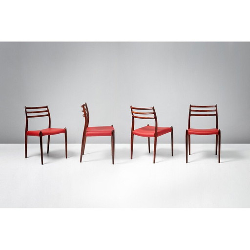 Set van 8 palissander Model 78 eetkamerstoelen, Niels Moller 1962