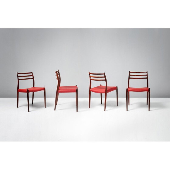 Image 1 of Set van 8 palissander Model 78 eetkamerstoelen, Niels Moller 1962