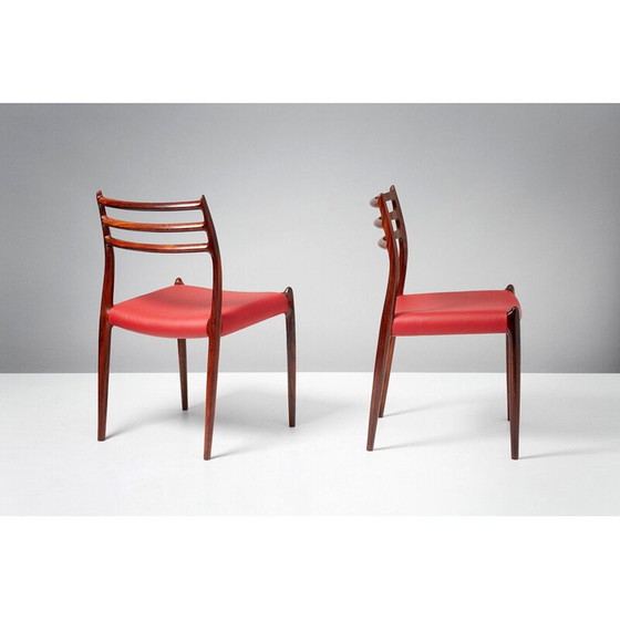 Image 1 of Set van 8 palissander Model 78 eetkamerstoelen, Niels Moller 1962