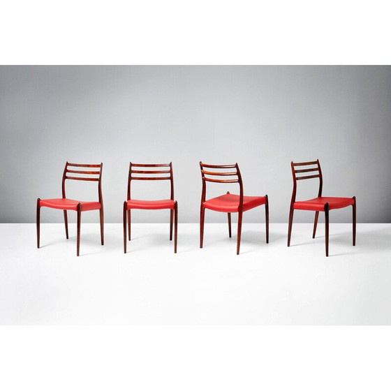 Image 1 of Set van 8 palissander Model 78 eetkamerstoelen, Niels Moller 1962